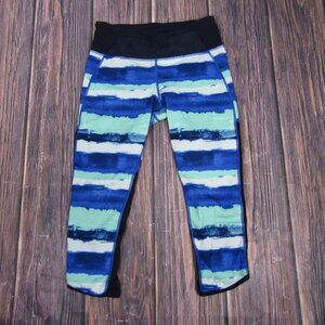Lululemon Pace Pusher Crop Leggings Luxtreme Brush Strokes Harbor Blue Menthol
